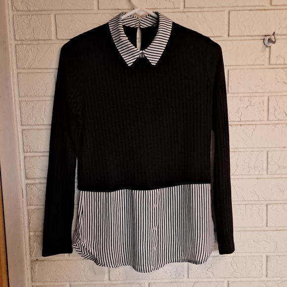 Charlotte Russe Tops - Charlotte Russe faux shirt under sweater blouse, s